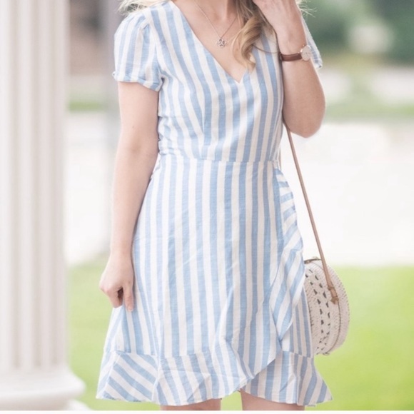 Blue and White Striped JCrew Dress - Picture 1 of 5